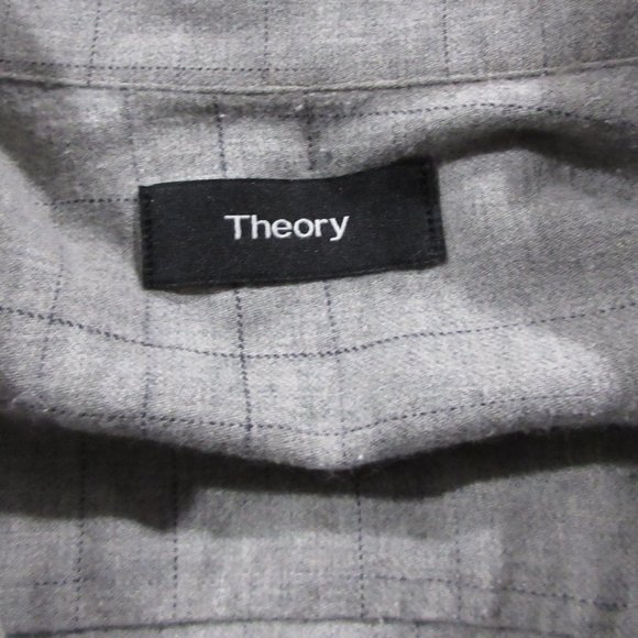 Theory Size Large Gray Men's Dress Shirt Collared Long Sleeve Button Closure   P - Picture 6 of 9